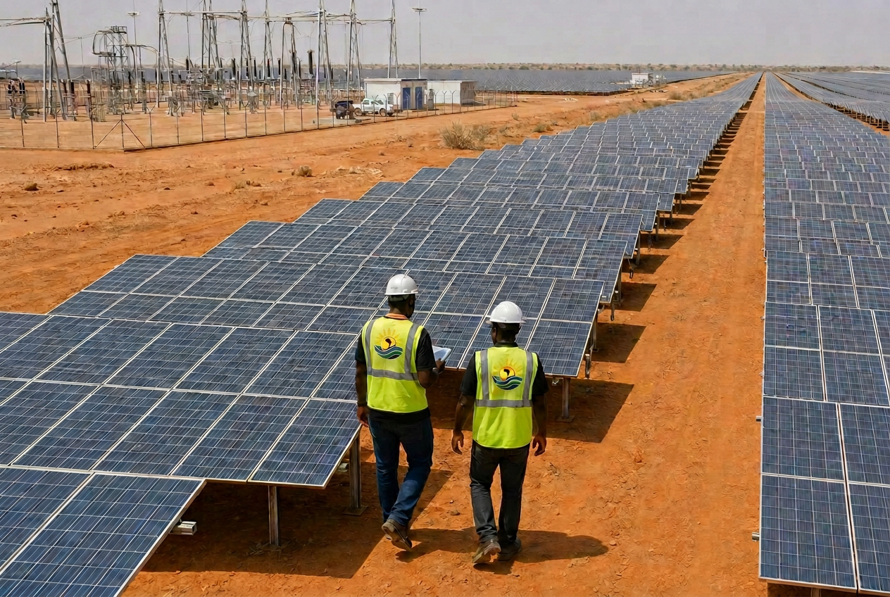 Centrale solaire au sol pour terrain et exploitation